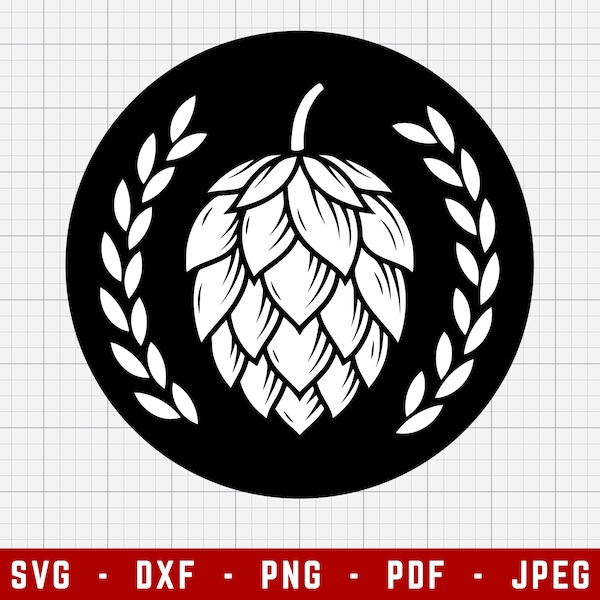 Hops Badge SVG Cutting Files | Beer Digital Clip Art, Beer SVG, Drinking SVG | Svg, Dxf, Png, Jpeg, Pdf