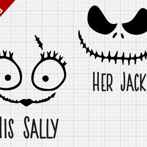 His Sally Her Jack SVG Cutting File - The Nightmare Before Christmas SVG | Digitale Clip Art, Weihnachten SVG, Jack & Sally Cricut Datei