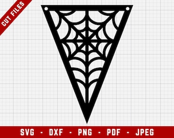 Halloween Wimpel SVG Schneidedatei | Halloween Dekoration Banner Clip Art, Spinnennetz Wimpel SVG, Bunting SVG