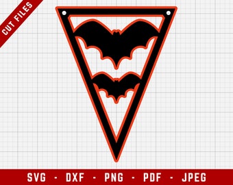 Mehrschichtige Halloween Wimpel SVG Schneidedatei | Halloween Dekoration Banner Clip Art, Fledermaus Wimpel SVG, Bunting SVG