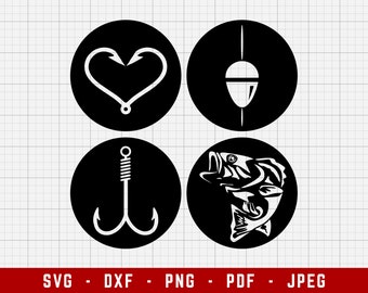 Fishing Badges SVG Cutting Files | Fishing Digital Clip Art, Fishing SVG, Fish SVG | Svg, Dxf, Png, Jpeg, Pdf