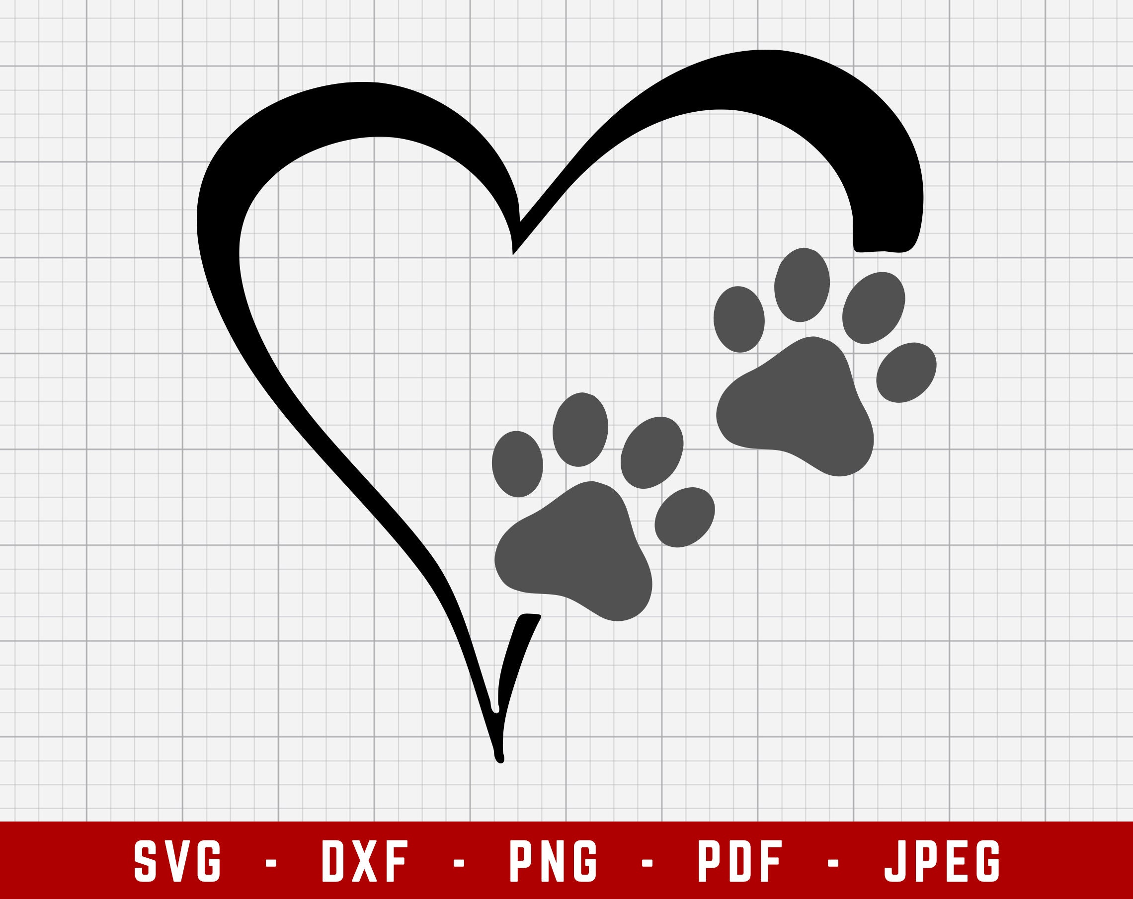 Dog Paw Prints - free svg file for members - SVG Heart