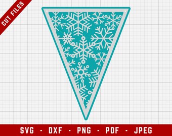 Snowflake Pennant SVG Cutting File - Multi Layer | Christmas Decoration Banner Clip Art, Snowflake Pennant SVG, Christmas Banner SVG