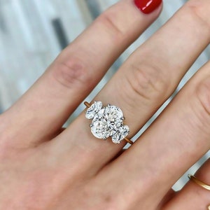 3 Ct Oval Cut Moissanite Engagement Ring. Oval Solitaire Ring, Three Stone Oval Promise Ring, 14K Solid Gold Ring, Wedding Ring Gift for Her