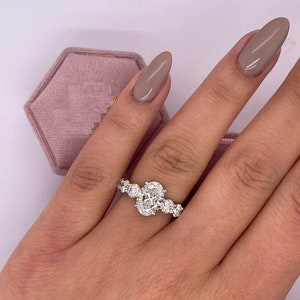 2.50Ct Hidden Halo Oval Cut Moissanite Engagement Ring, Diamond Wedding Ring, Colorless Moissanite Ring, 14K Gold Anniversary Ring for Gifts