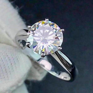 3 CT Round Cut Moissanite Ring, Brilliant Cut Diamond Ring, Hidden Halo Ring, Round Brilliant Cut Engagement Ring, Six Prongs Solitaire Gift