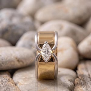 Marquise CZ Oura Ring Cover, Gold Plated Sterling Silver Stackable Ring, Minimal Smart Ring Guard, Gift for Her 14K Gold Ring Statement Ring