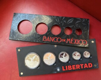 3DP Black w Color Text Inlay 5 Coin Libertad Proof Set DISPLAY CASE ‘No Coins’