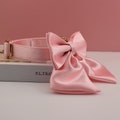 Personalized Dog Collar and Leash Set with Sailor Bow Tie, Pink Handmade Wedding Dog Collar with Custom Engraved Nameplate product logo