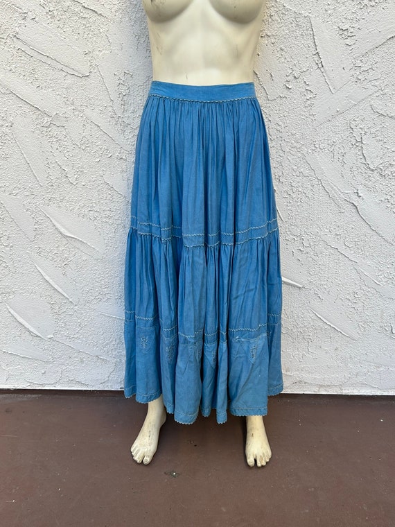 Texas Gypsy 1970s Faux Denim Patchwork Maxi