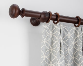 Wood Curtain Pole Kit with County Finial, Dia. 35mm