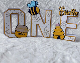 Bee One 3D Letters | Bee 3D Letters | Bee Letters | First Birthday 3D Letters