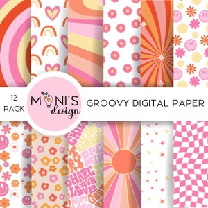 Groovy Digital Paper | Retro Digital Paper