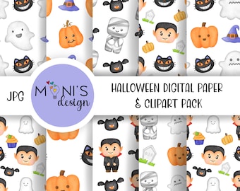 Halloween Digital Paper Pack | Halloween Digital Paper | Halloween ClipArt | Halloween Pattern | Digital Paper and Clipart Pack