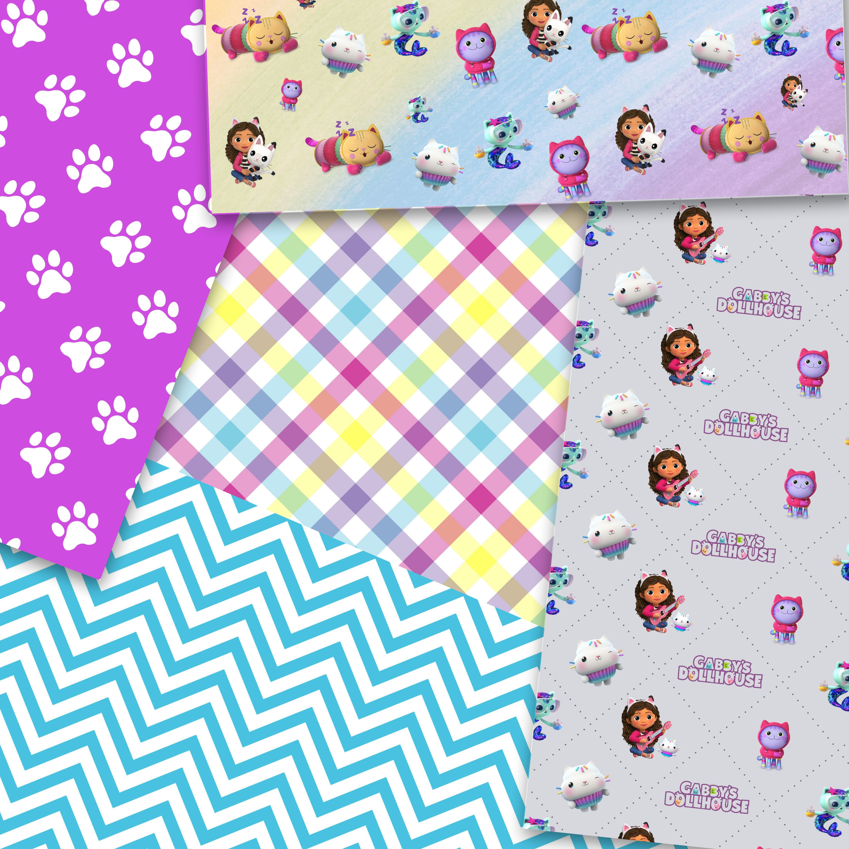 Gabbys Dollhouse Digital Paper Digital Paper Scrapbook Etsy Finland