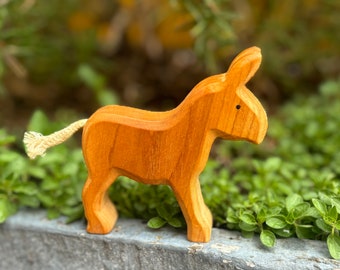 Burro tallado animal de madera burro de madera Waldorf Montessori figura de madera