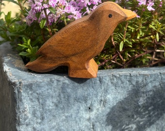 Corbeau sculpté en bois corbeau animal en bois