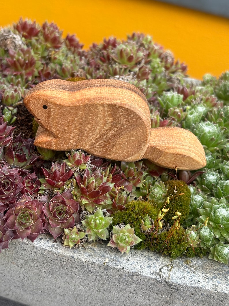 Figurine en bois d'animal en bois de castor faite à la main image 1
