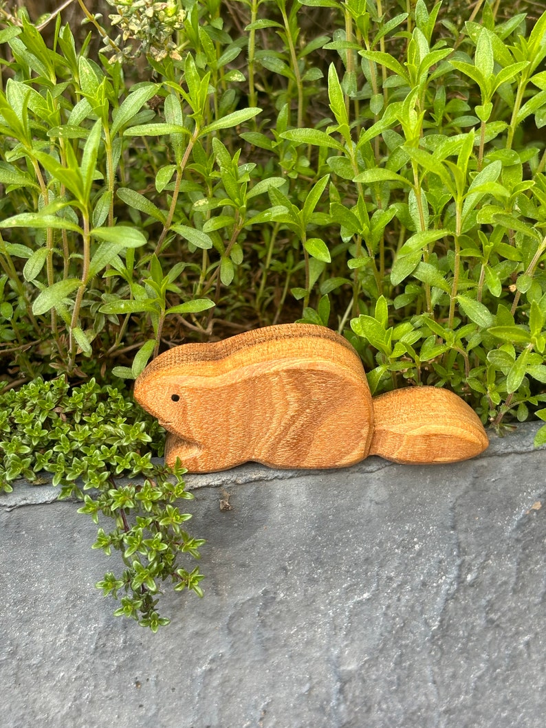 Figurine en bois d'animal en bois de castor faite à la main image 3