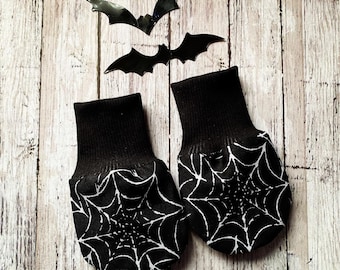 Spooky Frightful Cobwebs Newborn Mitts Goth Little Ghouls