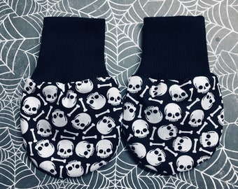 Skulls Bones Newborn No Scratch Mitts Goth Baby Girl Boy Little Ghoul