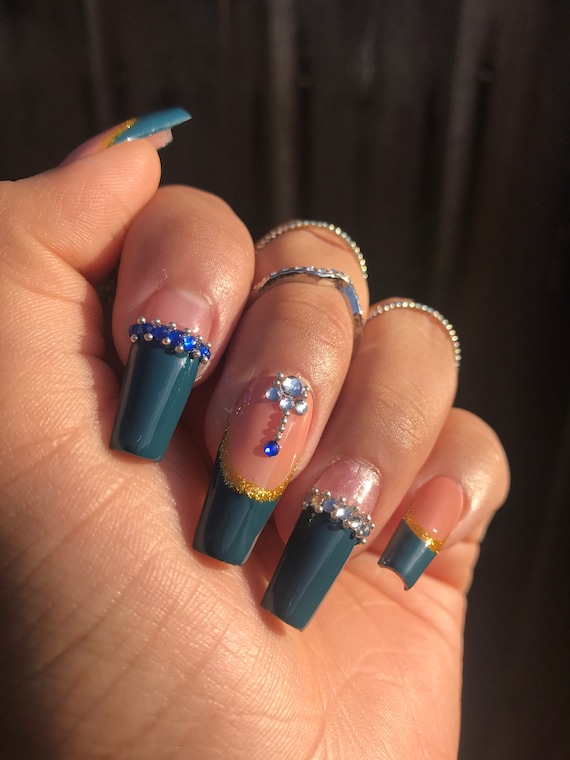 Bling Blue Nail Rhinestones Crystal 3D Alloy Nail Art Charms Flat Bottom  Mixed Shape Diamond Gems Luxury Nail Supply CHYW28 - AliExpress