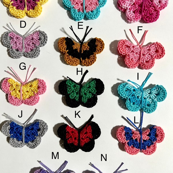 Butterfly Hair clip/ crochet butterfly clip /crochet alligator clip/crochet snap clips/handmade hair clip/back to school clips for girls