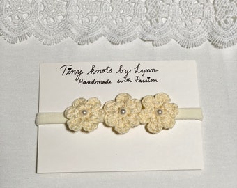 crochet headband flower nylon headband, Christmas hair accessories, Crochet Flower hair accessories, Photo prop, Handmade Baby shower gift