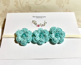 Crochet flower headband, soft headband for babies, handmade headbands, crochet flower nylon headbands, baby shower gift, new born gift