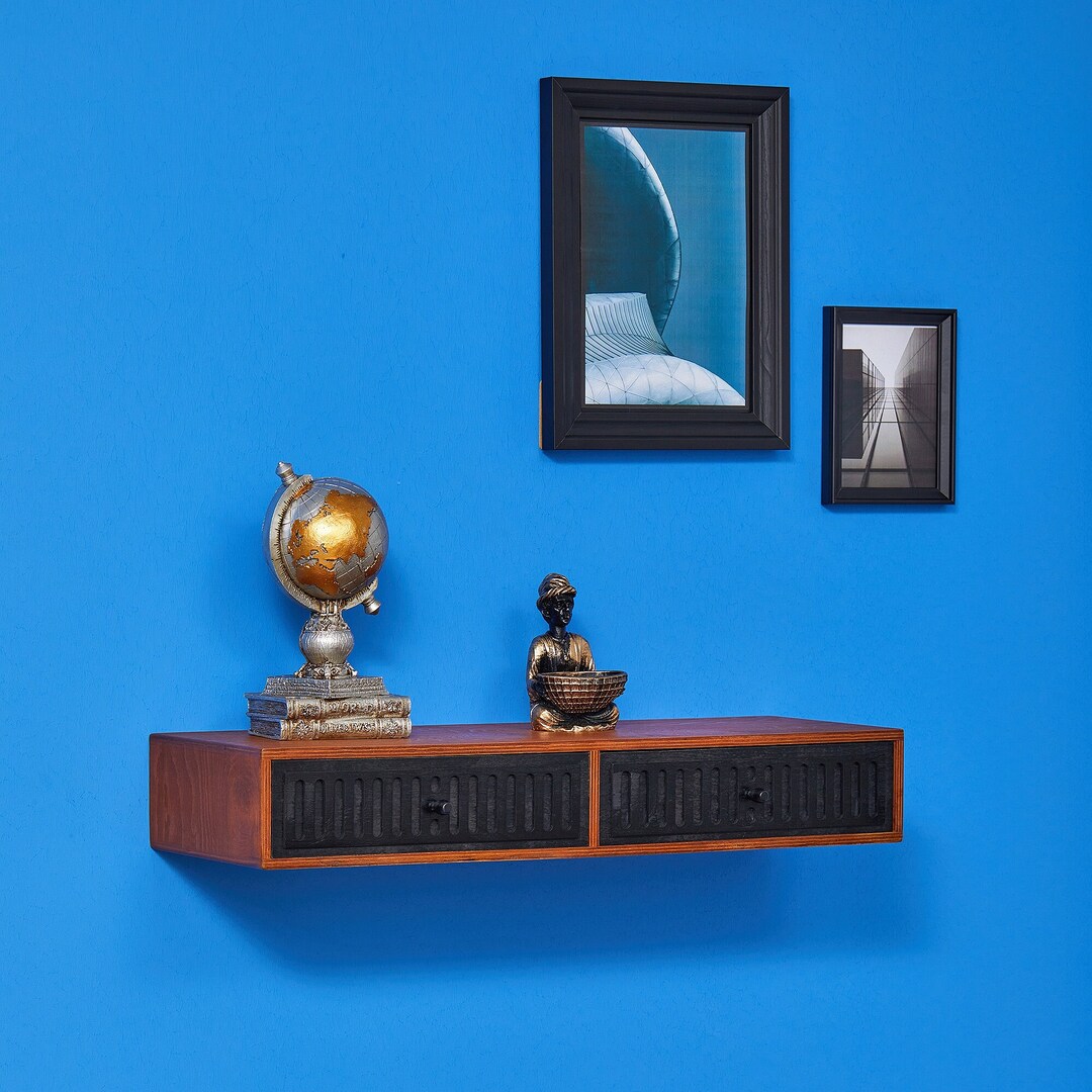 Floating Console Floating Drawer Wooden Entryway Organizer Etsy