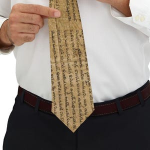 Dead Sea Scrolls Isaiah Manuscript Necktie | Biblical Judaica Script Pattern