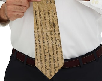 Dead Sea Scrolls Isaiah Manuscript Necktie | Biblical Judaica Script Pattern