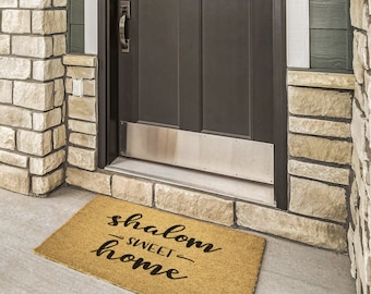 Shalom Sweet Home Door Mat, Jewish FLOCKED outdoor mat