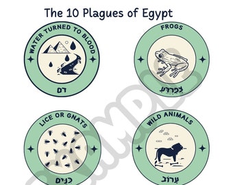 The 10 Plagues of Egypt Printable, printable stickers sheet, PRINT & CUT Sticker sheet template    Instant Download