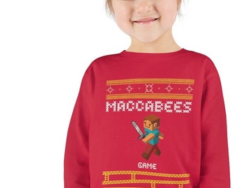 Hanukkah camiseta de manga larga para niños pequeños, feo suéter hanukkah niños sudadera con capucha hanukkah para niños pequeños, sudadera con capucha de vellón, Hanukkah niños de manga larga