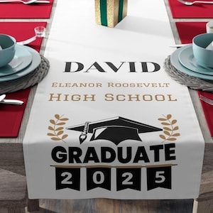 Senior Graduation Table Runner,  Custom Graduation Decoration, 2025 High School Grad Banner, Senior Door Banner, Graduating Senior Gift