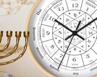 Jewish Calendar  Wall clock 12 Tribes of Israel , Jewish clock /Hebrew Calendar, Jewish Decor,  Jewish Year, Jewish mysticism