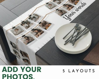 Personalized Photo Collage Table Runner, Custom Tablecloth