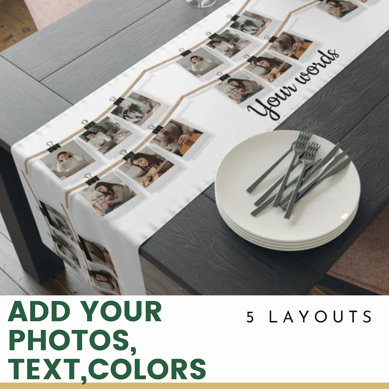 Custom table runner, Photo table runner, Personalized table runner, Custom photo gift, Wedding table runner, Family photo runner, Event table runner,