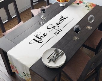 Personalized  Table runner / Custom  Tablerunner  / Housewarming Gift / Family Name  Table runner / Wedding Gift / Monogram Table runner