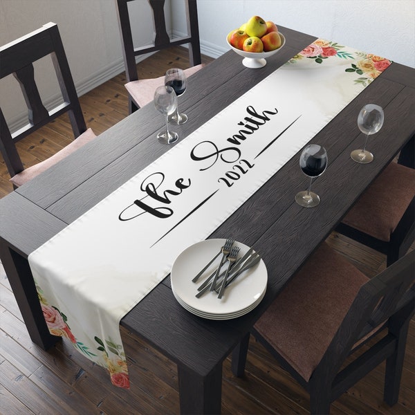 Personalized  Table runner / Custom  Tablerunner  / Housewarming Gift / Family Name  Table runner / Wedding Gift / Monogram Table runner