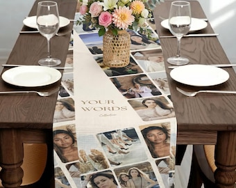 Custom Photo Collage Table Runner: A Stunning Personalized Event Accessory,  Memories gift!