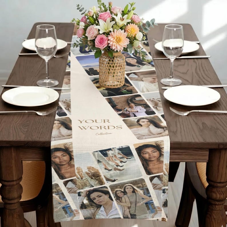 Colorful Collage Table Custom Photo Collage Table Runner: A Stunning Personalized Event ...