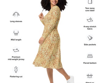 Passover Matzah Dress  , jewish outfit midi dress Long sleeves