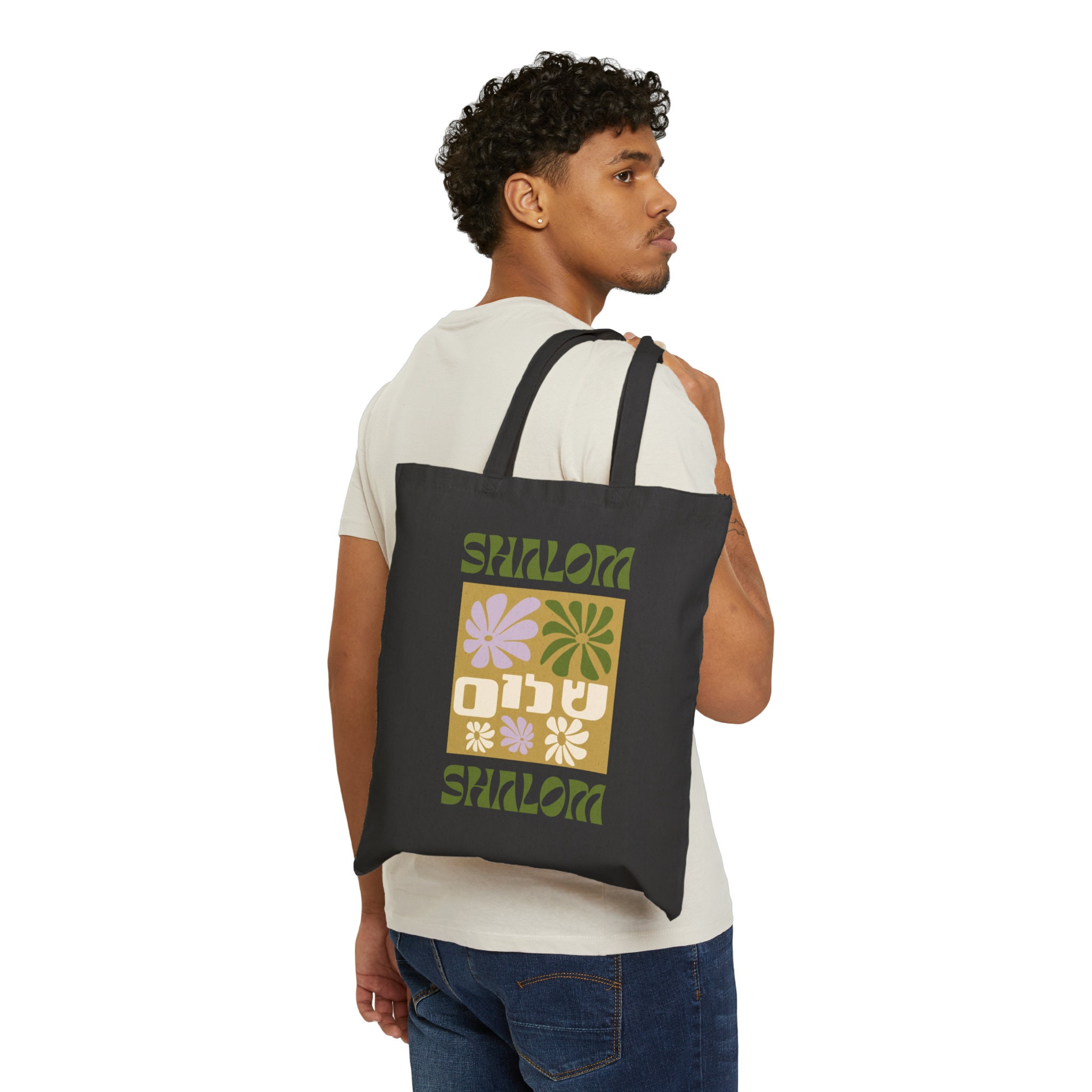 SHALOM☆SHALOM LOGO BAG Shalom Cotton Tote Bag, Jewish Tote, Judaica, Jewish Gift