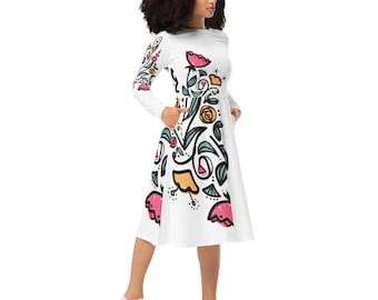 Shavuot  Long Sleeve Midi Dress , Shavuot    Dress