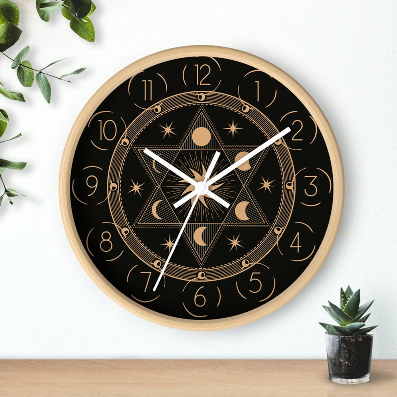 Spiritual symbols Wall clock, Star of DAVID clock, Sacred Symbol Magic , esoteric ornaments clock image 1