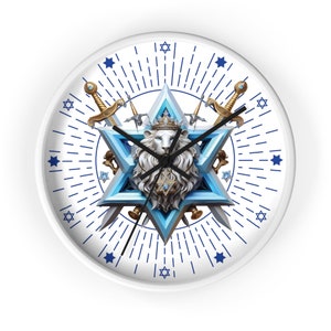 lion Patriotic Israel Wall clock, Star of DAVID clock timeless Magen of David Juda stand with Israel image 8