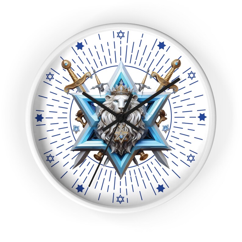 lion Patriotic Israel Wall clock, Star of DAVID clock timeless Magen of David Juda stand with Israel image 8