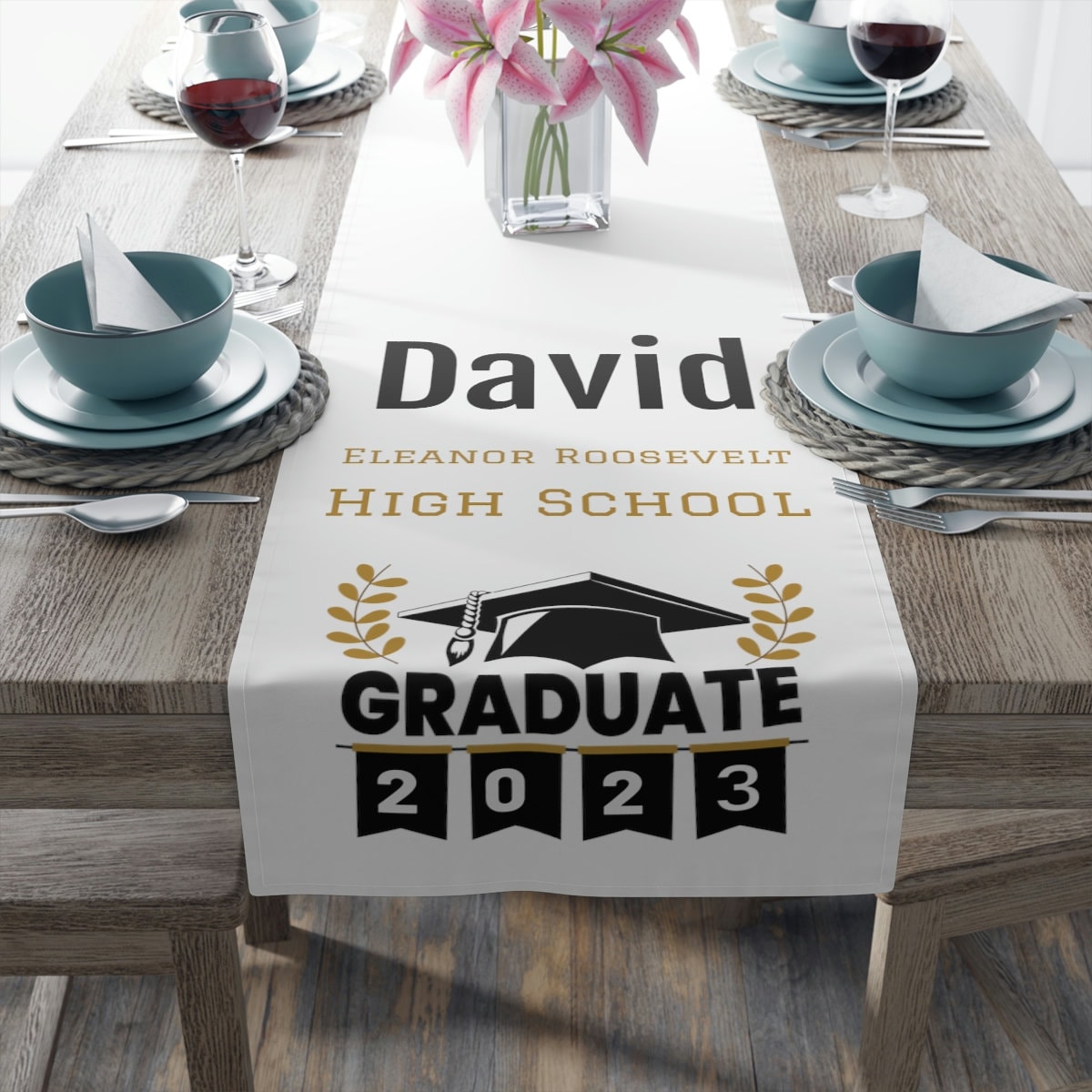 Senior Graduation Table Runner, Custom Graduation Decoration, 2021 High